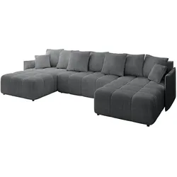 WOHNLANDSCHAFT LONLI-U 355x189x68 Dunkelgrau Cord