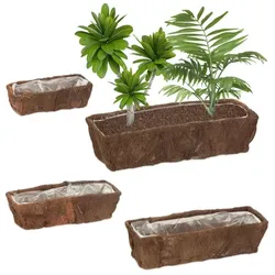 Relaxdays Blumenkasten 4er Set Braun