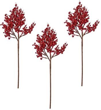 Worth Imports "18"" Weatherproof Berry Pick, Red, Set of 3 - Red"