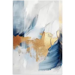 POSTER Gold - Blau - Aquarell - Kunst - Modern Wandbild Schlafzimmer 80x120 cm