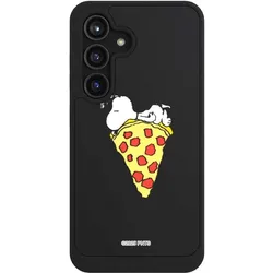 Nivocase Hülle für Samsung Galaxy S24 Handyhülle NIVOcore Case Schwarz Pizza Peanuts Snoopy (Samsung Galaxy S24), Smartphone Hülle, Schwarz