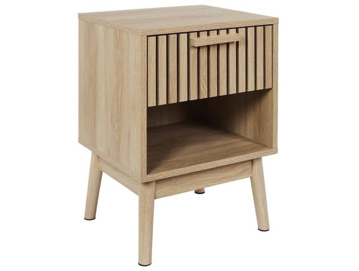 FACTY Table de Chevet Klaus avec Tiroir en Bois Brut Beige Beige Beige CHEVET