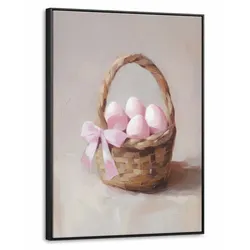 LEINWAND Bilder mit Rahmen - Korb - Eier - Rosa - 50x70