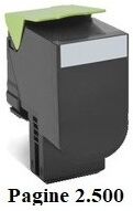 Toner 802S Nero Rigenerato per Lexmark CX310 CX410 CX510 80C2SK0 Pagine 2.500
