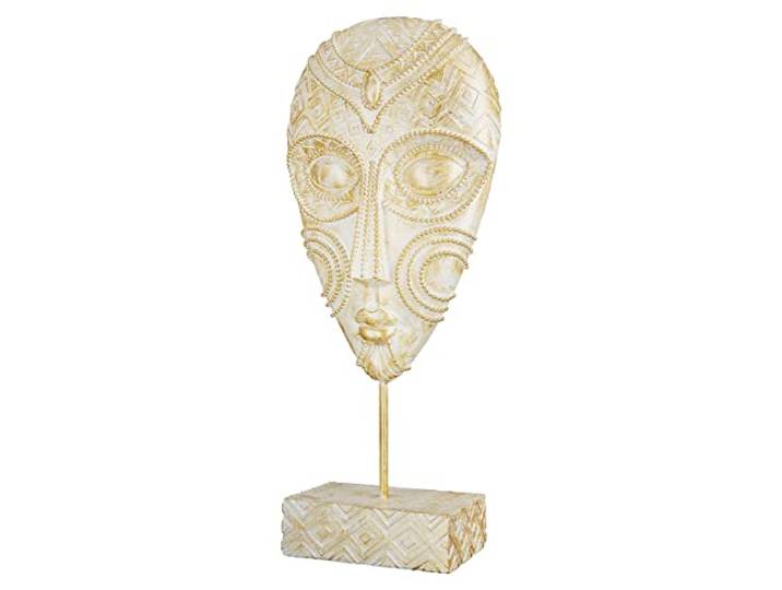 GILDE Deko Skulptur Kopf Maske - zum Stellen - Farbe/weiß/gold, mit Verzierungen - Höhe 37 cm