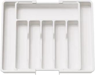 Inspire Curations FlexFit Expandable Cutlery Tray Organizer & Adjustable Silverware Drawer Divider white
