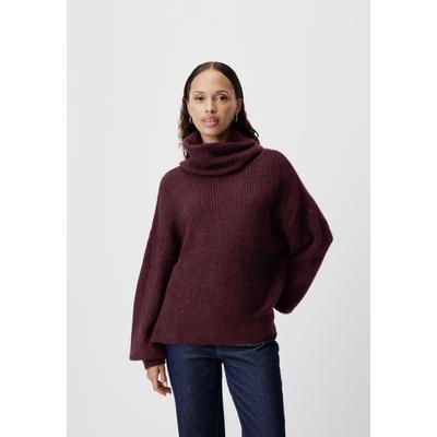 Strickpullover LEGER "Jarine, LeGer by Lena Gercke", Damen, Gr. 40, aubergine, Strick, Obermaterial: 100% Polyester, loose fit hüftlang, Rundhals, eingesetzt gerader Abschluss, Pullover Strickpullover, Loose fit mit Rundhalsausschnitt