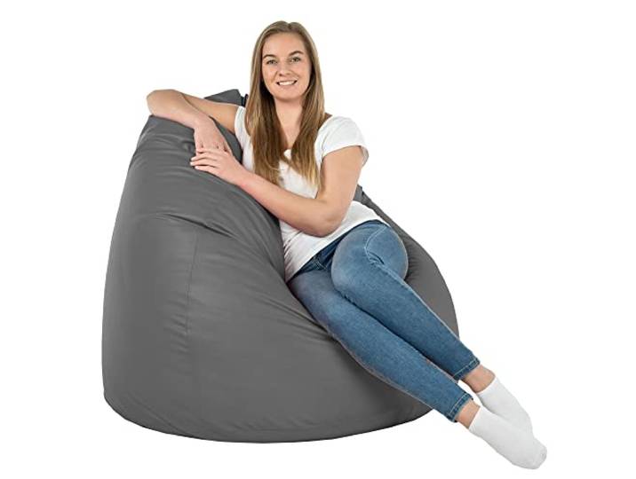 Italpouf , Sitzsack XXL Größe, Sitzkissen, Riesensitzsack, Indoor, Kunstleder, Sitzsack Sessel für Kinder und Erwachsene, EPS Perlen Füllung, Zertifiziert, Grau