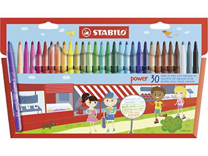 STABILO - Vilstift - power - Tot 8 weken zonder dop - Etui met 30 kleuren