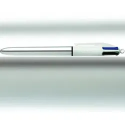 BiC 4-Farb-Kugelschreiber Shine Silver, Strichstärke: 0,4 mm, silber/weiß