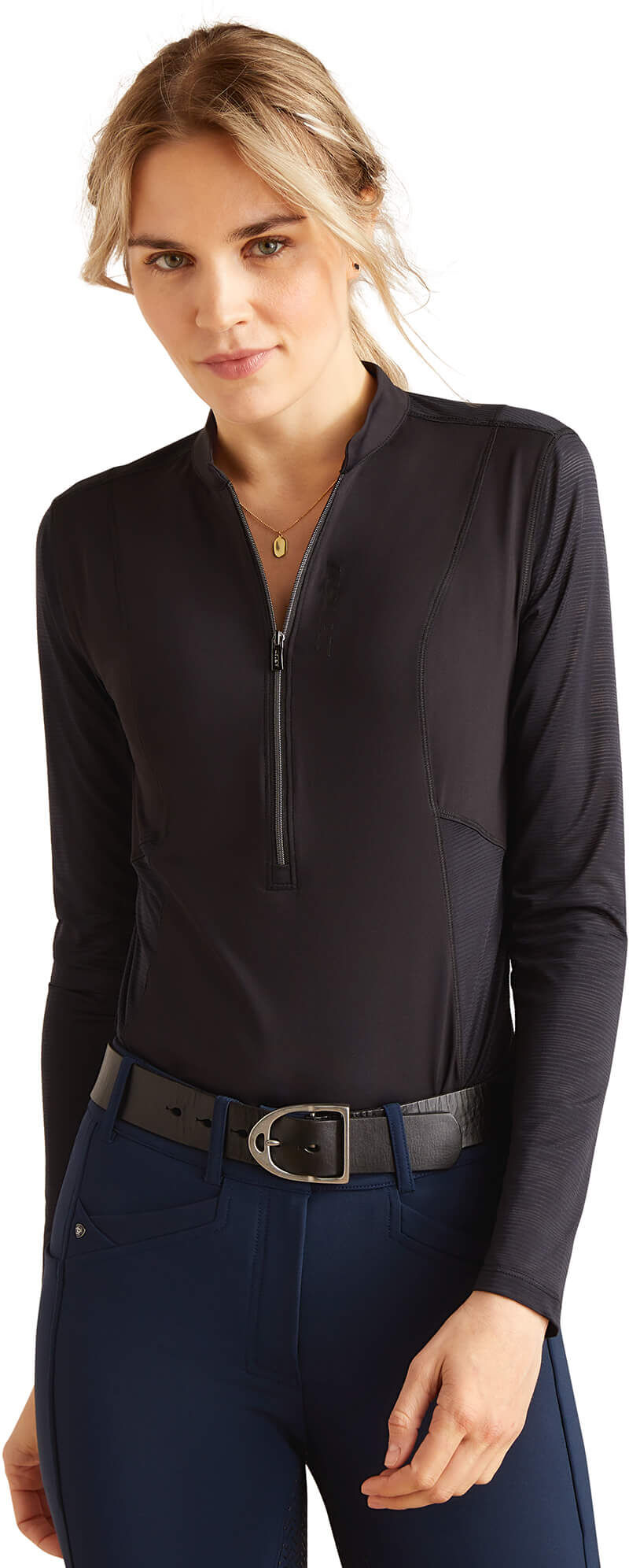 Women's Breathe 1/2 Zip Baselayer in Black, Size: Large by Ariat