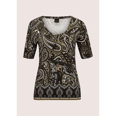 Kurzarmshirt MADELEINE "Shirt Shirt mit Paisley-Druck", Damen, Gr. 34, perlweiß, schilf, multicolor, Shirts