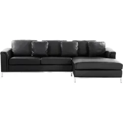 ECKSOFA Leder Schwarz rechtsseitig Oslo