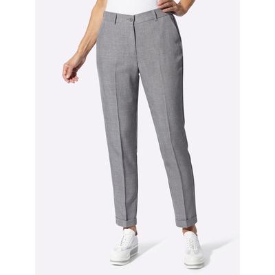 Bügelfaltenhose CLASSIC BASICS, Damen, Gr. 21, Kurzgrößen, grau (steingrau, meliert), 100% Polyester, meliert, Hosen