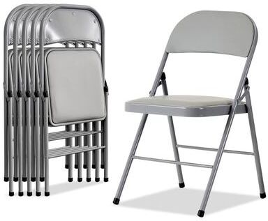 FCH Elegant Foldable Iron & PVC Chairs for Convention & Exhibition White