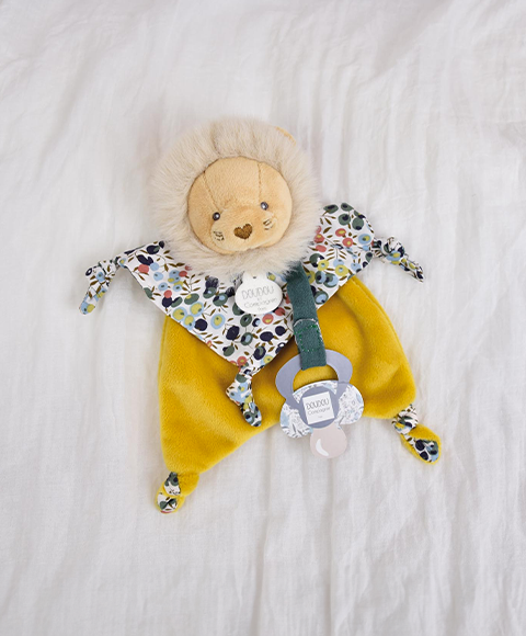 BOH'AIME : Doudou attache sucette Lion 20 cm - Doudou et compagnie
