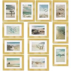 BILDERRAHMEN Ocean Holz Gold 12tlg
