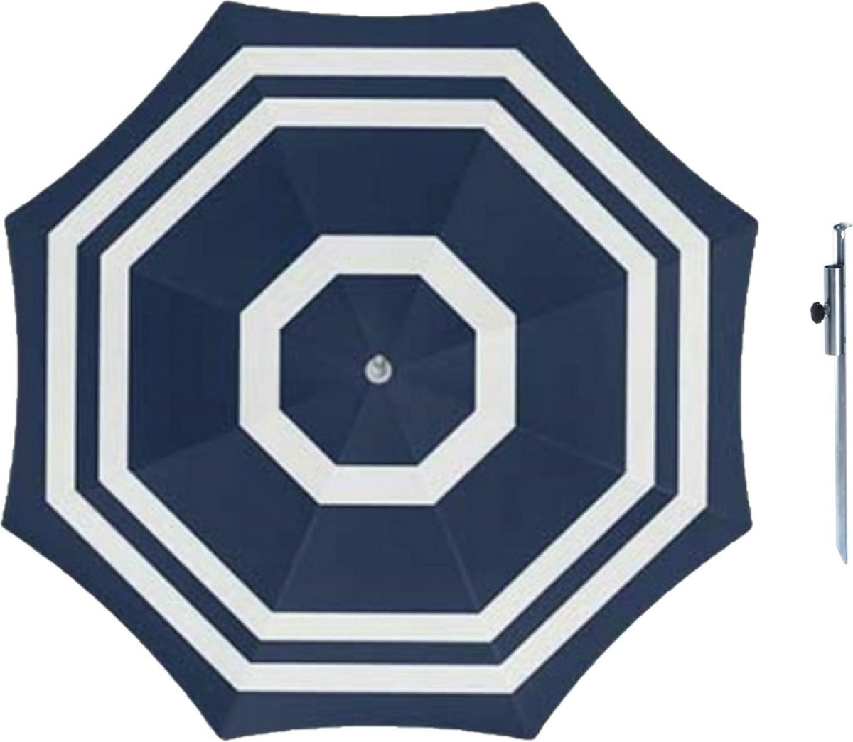 Blauwe en witte parasol met draagtas en parasolharing, D140 cm