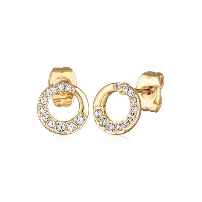 Paar Ohrstecker ELLI "Ohrringe Ohrstecker Damen Kreis Kristalle Elegant Goldfarben", gold, Ohrringe, Damen, mit Stein, Messing