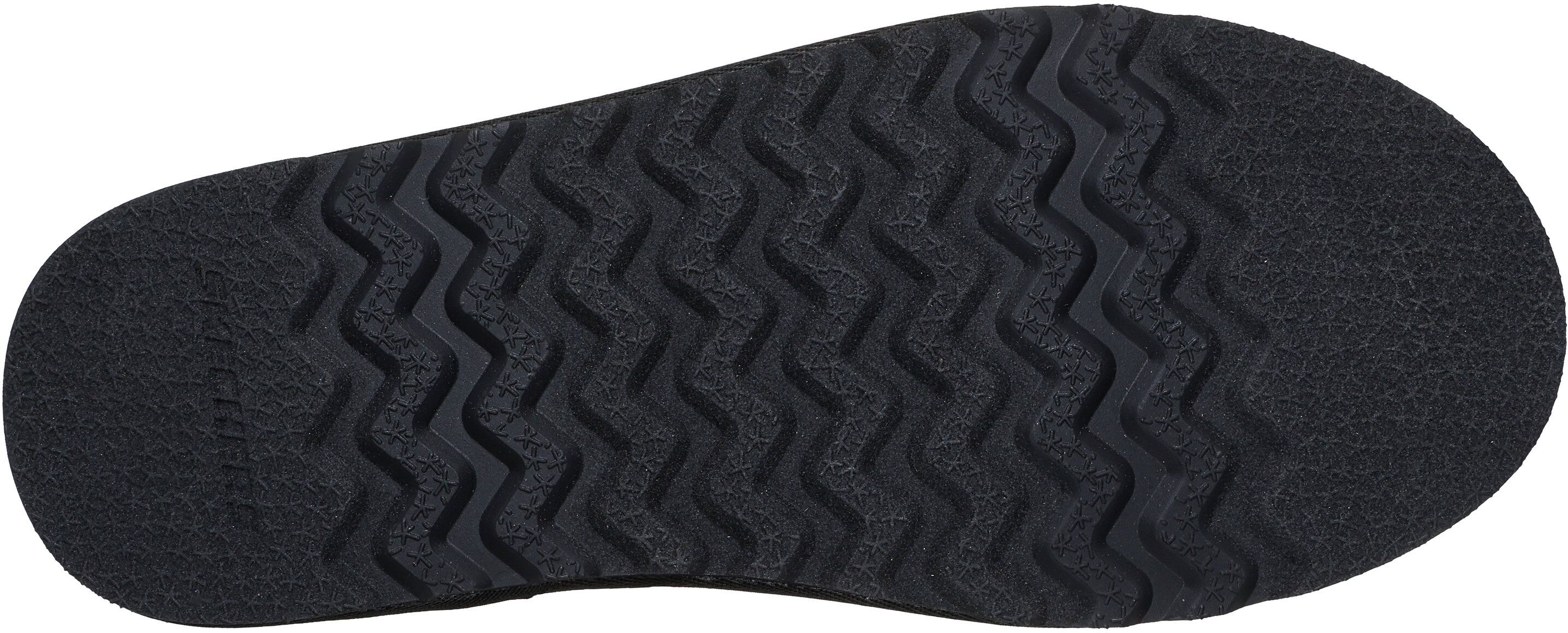 Hausschuh SKECHERS "RENTEN-ULRICH", Herren, Gr. 42, Warmfutter, schwarz, Velourslederimitat, Schuhe Hausschuh, Hüttenschuh, Wohlfühlschuh, Slipper zum Schlupfen