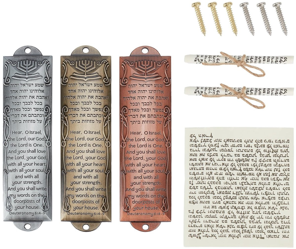 Dailygoods Mezuzah Metalen Plaatjes Set van 3 voor Wandmontage