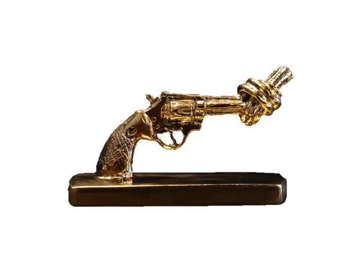 Non Violence Knotted Gun mini 7 cm Bronze