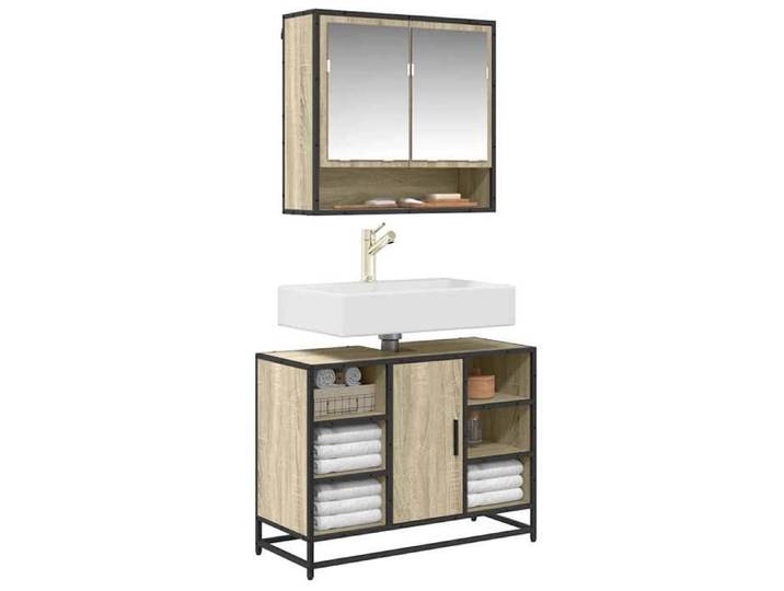 Armoire lavabo de salle de bain chêne sonoma bois d'ingénierie meuble de lavabo de salle de bain meuble de salle de 849290