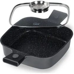 Stoneline SMART Eckpfanne 24x24cm, abnehmbareGriffe, Aroma-Glasdeckel, Pfanne + Kochtopf
