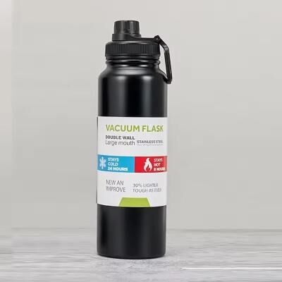 Uplift Essentials Stainless Steel Vacuum Sports Water Bottle For 12 Hour Hot And Cold Hydration black 1000ml