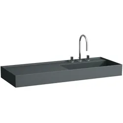 Waschtisch Kartell • 460x1200x150 1 Hahnloch ohne Überlauf versteckter Ablauf Ablage links weiß