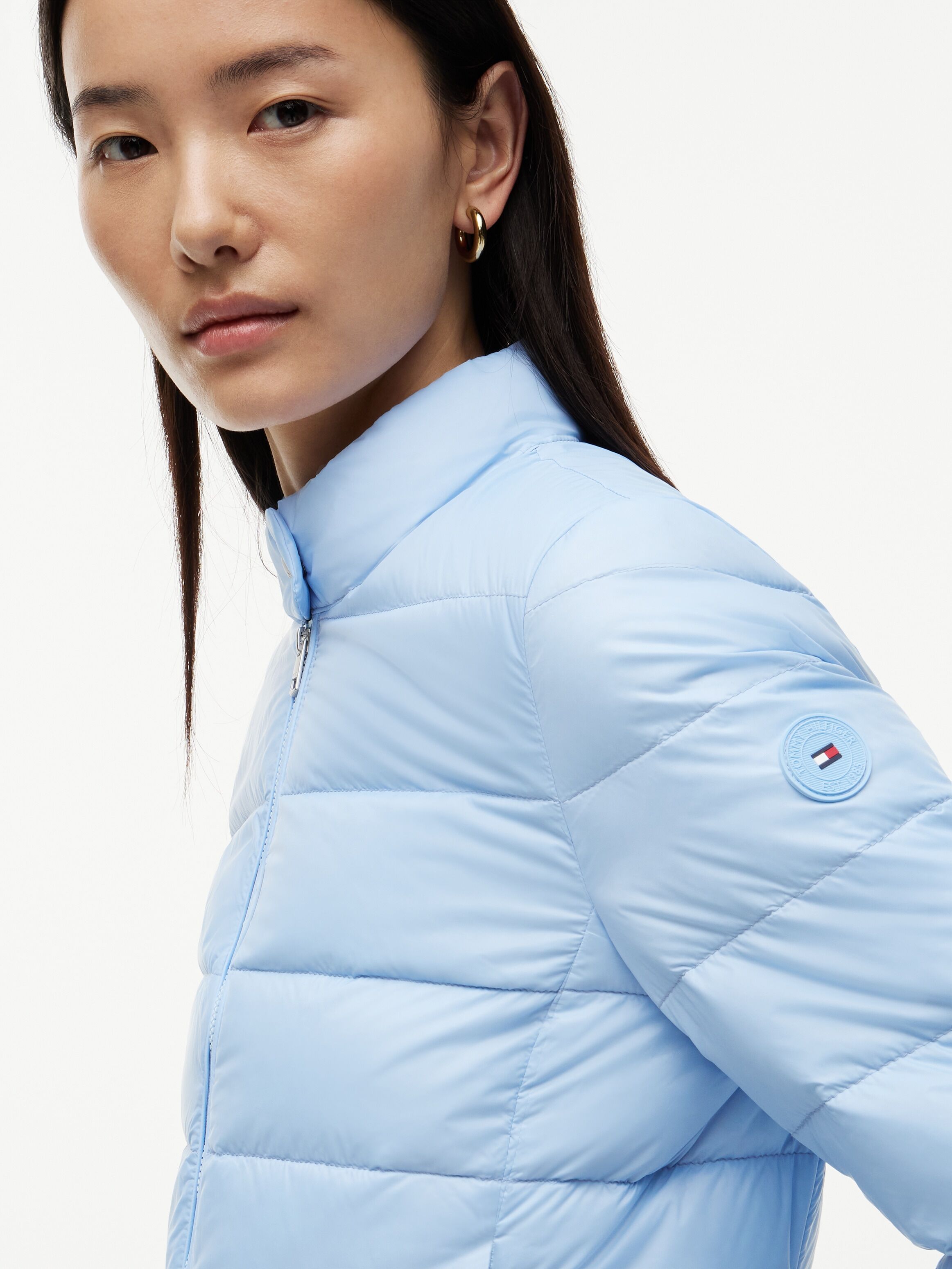 Daunenjacke TOMMY HILFIGER "LW DOWN PACKABLE JACKET", Damen, Gr. XL (46), blau (vessel blau), Steppware, Obermaterial: 100% Nylon. Futter: 100% Nylon. Füllung: 100% Daunen, unifarben, regular fit normal, Rundhals, eingesetzt gerader Abschluss, Jacken Daun