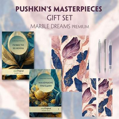 EasyOriginal Readable Classics / Alexander Pushkin's Masterpieces (with audio-online) Readable Classics Geschenkset + Marmorträume Schreibset Premium,
