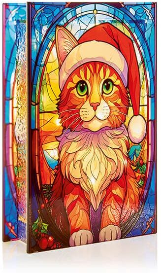 Premier Decorations Premier Battery Operated Cat Stained Glass Decoration