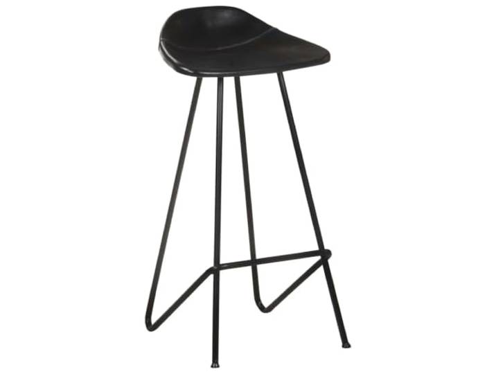 HBBMGYD Barhocker, 4 Stück, schwarz, echtes Leder, pulverbeschichtetes Echtes Ziegenleder, Struktur aus pulverbeschichtetem Eisen, 110 kg pro Sitz, industrieller Stil, Kücheninsel, Wohnzimmer