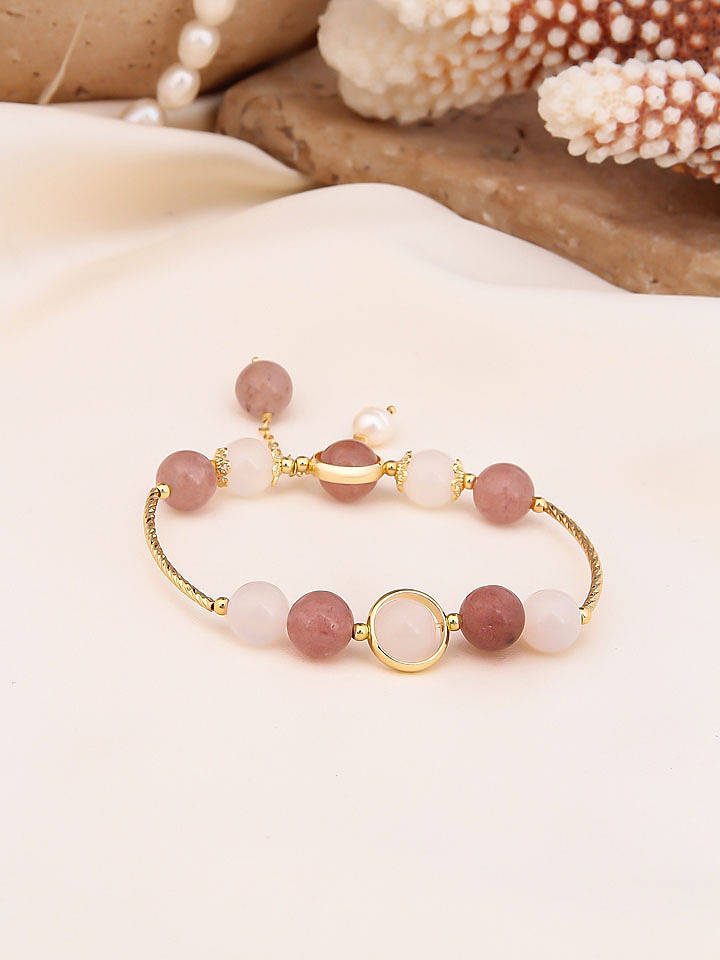 Pierres de Jade Vergold. Armband mit Perlen und Edelsteinen - onesize