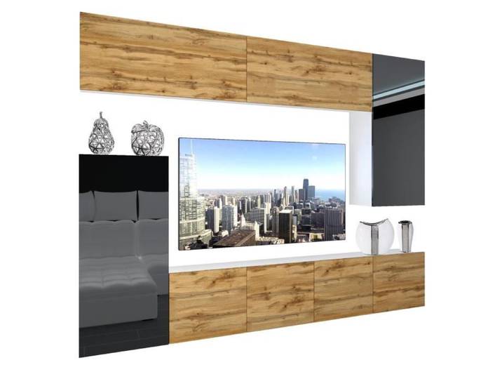 Unité Murale TV - BELINI - NEX 2-0-W-W-0-0-PP - LED - Blanc Brillant - Design Contemporain