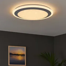 Deckenleuchte mit Sternenhimmel LED Deckenlampe Schlafzimmerlampe LED, Metall Acryl, 11W 700Lm warmweiß, DxH 34x8,5 cm, WOFI 912101066340