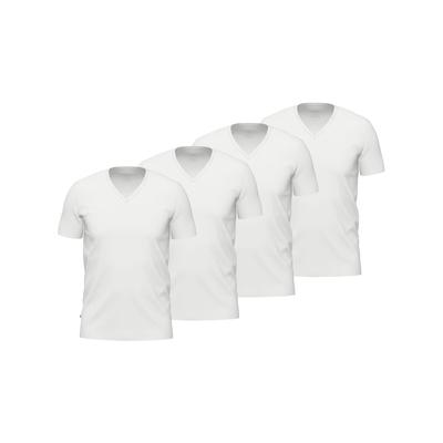 Unterhemd SEIDENSTICKER "4er Pack Herren T-Shirt 1/2 Arm", Herren, Gr. 5, N-Gr, weiß, Single-Jersey, Obermaterial: 95% Baumwolle CO. 5% Elasthan EL., V-Ausschnitt, Unterhemden Unterhemd