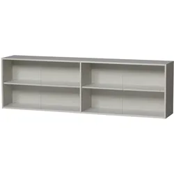 Aufsatzschrank für TV Board Klink Kiefer und Glas, modern, hellgrau nebel, mit Schiebetüren und vier Fächern