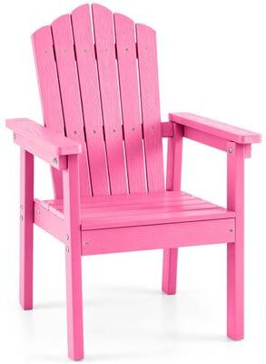 Costway Outdoor Adirondack Chair with High Backrest and Wide Armrests for Deck Poolside-Pink