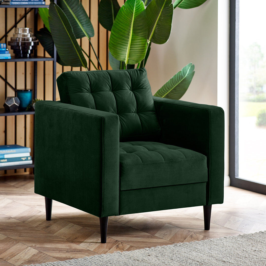 17 Stories Jodi Velvet Armchair Green 82;90cm H X 82cm W X 87cm D