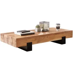Couchtisch Industrie-Stil, Akazienholz & Schwarz Metall. 130x59x25 cm | Kadima Design