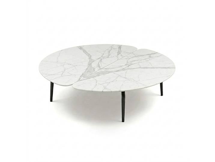 ZANOTTA table basse GRAPHIUM 682 (Gris Calacatta - Marbre et acier verni noir)