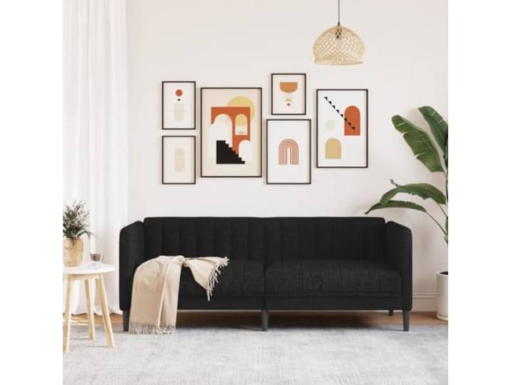 KTHLBRH 2-Sitzer-Sofa, schwarz, aus Stoff, 176 cm Robuste Beine, Schaumstoffpolsterung, Traglast 110 kg pro Sitz, modernes Design