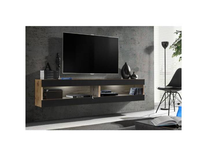 Meuble TV Ensemble Komodee TIVOLI SET4 Espace ouvert Wotan Noir 35 x 200 x 41 cm