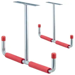 Relaxdays 4 x Deckenhaken für Garage Rot,Silber