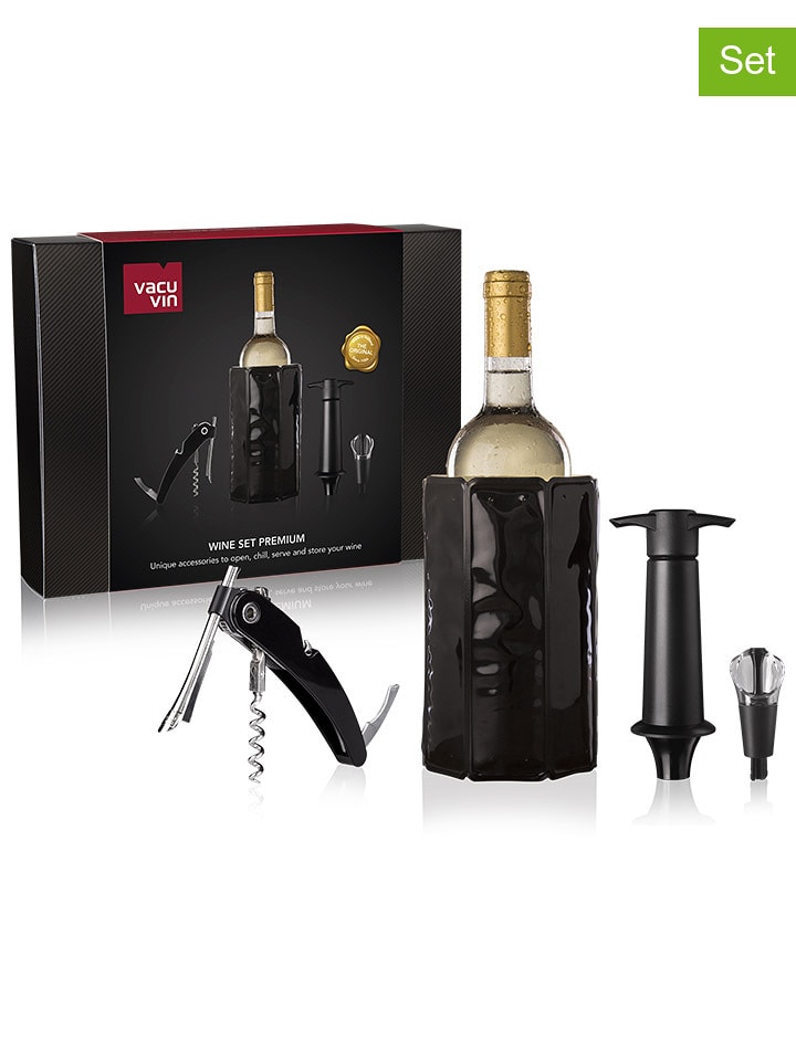 Vacu Vin 4tlg. Weinzubehör-Set ''Premium'' in Schwarz - onesize