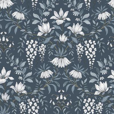Vliestapete LAURA ASHLEY "Parterre", blau, B:0,52m L:10m, Vlies, Tapeten, FSC zertifiziert, mit lebhaftem Druck, 10 Meter Länge