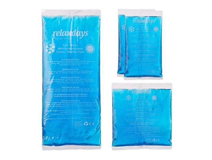 Relaxdays compresses avec Gel Thermique en Lot de 4\, Premiers Secours\, 3 Tailles\, Chaud-Froid\, Sport\, Muscles\, Bleu