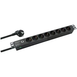 Helos, Steckdosenleiste, PROFESSIONAL - Stromverteilungseinheit (Rack - einbaufähig) (8x, CEE 7/4, 2 m)